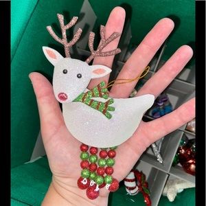 Pier 1 Christmas Ornament Glitter Reindeer